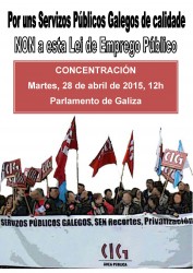 A CIG concéntrase este martes 28 no Parlamento contra a Lei de Emprego Público